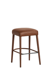 Counter Height Backless Brown Faux Leather Bar Stool – Comfortable Padded Seat with Sturdy Metal Legs & Footrest, Stylish Seating for Kitchen Island, Pub & Dining Counter,2 Sets
