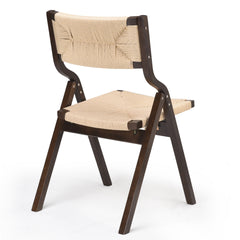 Wood Folding Chairs, Foldable Chairs Wooden Indoor Stackable Dining Chairs for Kitchen & Dining Room Chair Woven Seat & Webbing Back, Dining Chair Set of 2