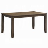 Walnut Finish Rectangular Dining Table 1pc Solid Rubber Wood Kitchen Furniture