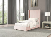Pink Color Contemporary 1pc Full Size Bed Fur Chenille Fabric Mattress Ready