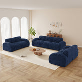 3 Piece Sofa Set Oversized Sofa Comfy Sofa Couch, 2 Pieces of 2 Seater and 1 Piece of 3 Seater Sofa for Living Room,Soft Velvet Fabric,32D High Density Sponge Bottom,No Assembly Required,Blue