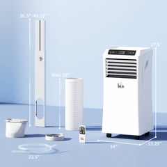 HOMCOM 10000 BTU Mobile Portable Air Conditioner with Cooling, Dehumidifier and Ventilating, 2 Speed Fans, 24-Hour Timer, White