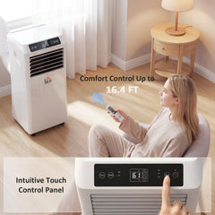 HOMCOM 10000 BTU Mobile Portable Air Conditioner with Cooling, Dehumidifier and Ventilating, 2 Speed Fans, 24-Hour Timer, White