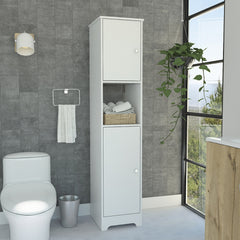 Ibis Linen Cabinet, Double Doors, Four Interior Shelves, Two Cabinets -White
