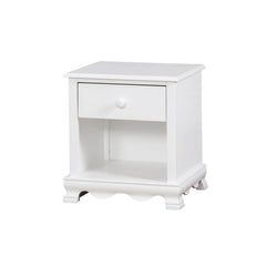 Contemporary White 1pc Nightstand Knob Handles Solidwood 1-Drawers Bedside Table Storage Shelves