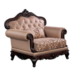 Dark Cherry And Light Brown Finish Traditional Style 1pc Chair Rolled Arms Nailhead Trim Accent Pillow Included