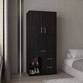 Alpine Armoire With Double Doors, Internal Shelves And Hanging Rod, Black