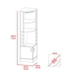Syrah Corner Bar Cabinet, Eight Bottle Cubbies, Double Door, Two Open Shelves -Smokey Oak