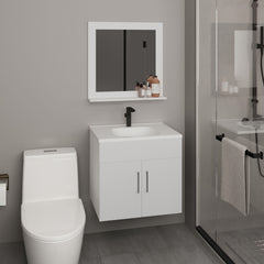 Blake Bathroom Mirror Cabinet with Two Interior Shelves, Wall-Mounted Storage White