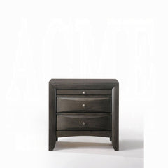 1pc Gray Oak Finish Nightstand with Two Storage Drawers and Pull Out Tray Wooden Bedroom Furniture