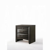 1pc Gray Oak Finish Nightstand with Two Storage Drawers and Pull Out Tray Wooden Bedroom Furniture