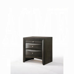 1pc Gray Oak Finish Nightstand with Two Storage Drawers and Pull Out Tray Wooden Bedroom Furniture