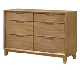 1pc Contemporary 6-Drawer Storage Dresser Natural Wood Finish Wooden Bedroom Furniture