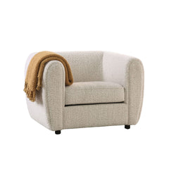 Box Seat Cushion Chair Low Back High Density Foam Wooden Legs Welt Trim Tall Arms Contemporary Off-White