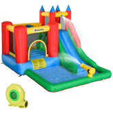 Outsunny Kids Bounce House Inflatable Slide with Splash Pool, Water Cannon, Climbing Wall, Inflator Included, 6 in1 Bouncy Castle Kids Backyard Activity Outdoor Water Play Toy