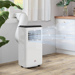 HOMCOM 10,000 BTU Moible Air Conditioner 440 Sq. Ft., Dehumidifier Fan Auto Sleep with 24H Timer On/Off, Window Kit, White
