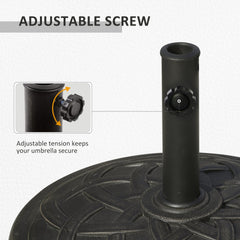 Outsunny 22" 42 lbs Round Resin Umbrella Base Stand Market Parasol Holder with Beautiful Decorative Pattern & Easy Setup, for Φ1.5", Φ1.89" Pole, for Lawn, Deck, Backyard, Garden, Bronze