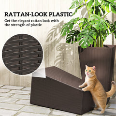 Outsunny Set of 3 Tall Planters with Drainage Hole, 24" Outdoor Flower Plant Pots, Indoor Planters for Porch, Front Door, Entryway, Patio and Deck, Brown
