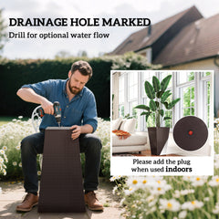 Outsunny Set of 3 Tall Planters with Drainage Hole, 24" Outdoor Flower Plant Pots, Indoor Planters for Porch, Front Door, Entryway, Patio and Deck, Brown