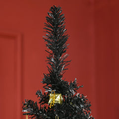 HOMCOM 6' Artificial Pencil Christmas Tree, Slim Xmas Tree with 390 Realistic Branch Tips and Plastic Stand, Black