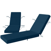 Outsunny Set of 2 Chaise Lounge Cushion, 4" Thick Outdoor Lounge Chair Cushions with Ties for Patio, 21" x 72", Navy Blue