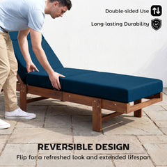Outsunny Set of 2 Chaise Lounge Cushion, 4" Thick Outdoor Lounge Chair Cushions with Ties for Patio, 21" x 72", Navy Blue
