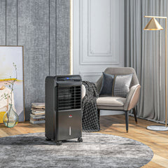 HOMCOM 3-In-1 Ice Cooling Fan, Mobile Evaporative Air Cooler with Remote, Timer, Oscillating for Home Office, Bedroom, Black