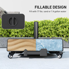 Outsunny Patio Umbrella Base Outdoor Umbrella Stand with Wheels for 1.5"/1.9" Poles