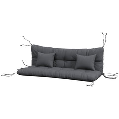 Outsunny 59" Tufted Bench Cushions & Throw Pillows, Replacement Bench Seat Pad, Back & 2 Pillows for Outdoor Furniture, Charcoal