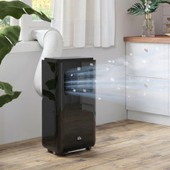 HOMCOM 10,000 BTU Moible Air Conditioner 440 Sq. Ft., Dehumidifier Fan Auto Sleep with 24H Timer On/Off, Window Kit, Black