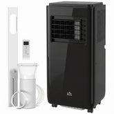 HOMCOM 10,000 BTU Moible Air Conditioner 440 Sq. Ft., Dehumidifier Fan Auto Sleep with 24H Timer On/Off, Window Kit, Black