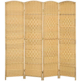 HOMCOM Folding Room Divider Screen 4 Panel 6' Tall Privacy Screen Freestanding Wood Partition for Home Office, Nature Wood