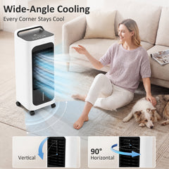 HOMCOM Room Air Cooler with Ice Packs, Ice Cooling Fan Water Humidifier Unit with Remote, Timer, Oscillating