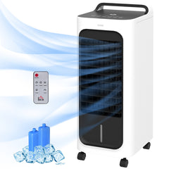 HOMCOM Room Air Cooler with Ice Packs, Ice Cooling Fan Water Humidifier Unit with Remote, Timer, Oscillating
