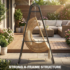 Outsunny Hammock Chair Stand Only Heavy Duty Solid Steel A-Frame for Hanging Hammock, Egg Chair, Max Load 330 LBS, Black
