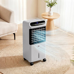 HOMCOM 3-In-1 Ice Cooling Fan, Mobile Evaporative Air Cooler with Remote, Timer, Oscillating for Home Office, Bedroom, Gray