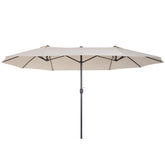 Outsunny 15ft Patio Umbrella Double-Sided Outdoor Market Extra Large Umbrella with Crank Handle for Deck, Lawn, Backyard and Pool, Cream White