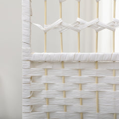 HOMCOM 6 Panel Folding Room Divider Portable Privacy Screen Wave Fiber Room Partition for Home Office White