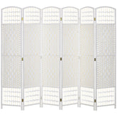 HOMCOM 6 Panel Folding Room Divider Portable Privacy Screen Wave Fiber Room Partition for Home Office White