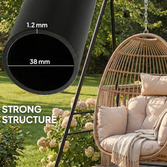 Outsunny Hammock Chair Stand Indoor and Outdoor Use with Anti-Slip Foot Pads, 2 Carabiners, Black