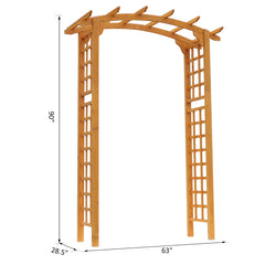 Outsunny 7.5' Fir Wood Round Outdoor Garden Pergola Style Arbor Arch Trellis