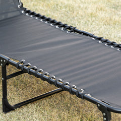 Outsunny Reclining Chaise Lounge Chair, Portable Sun Lounger, Folding Camping Cot with Adjustable Backrest and Removable Pillow, for Patio, Garden, Beach, Black