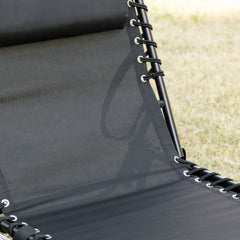 Outsunny Reclining Chaise Lounge Chair, Portable Sun Lounger, Folding Camping Cot with Adjustable Backrest and Removable Pillow, for Patio, Garden, Beach, Black