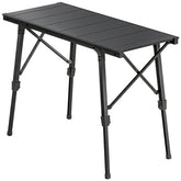 Outsunny Adjustable Height Folding Picnic Table with Removable Plates, Aluminum Camping Table, Black