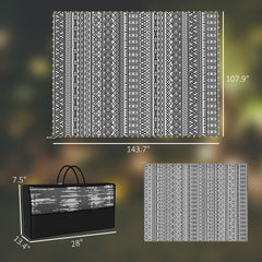 Outsunny Outdoor Rug Carpet with USB Lights Reversible Patio Rug with Carry Bag for Camping 12' x 9'