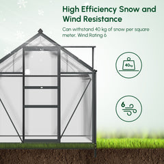 Outsunny 6' x 4' Greenhouse for Outdoors, Polycarbonate Greenhouse with Rain Gutter and Roof Vent, Aluminum Walk-in Green Houses for Outside for Patio Backyard Garden, Dark Green