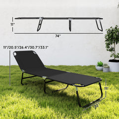 Outsunny Folding Chaise Lounge Pool Chairs, Outdoor Sun Tanning Chairs with 5-Level Reclining Back, Steel Frame for Beach, Yard, Patio, Black