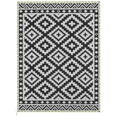 Outsunny Outdoor Rug Carpet Reversible Plastic Straw Rug with LED Lights Black and White 12' x 9' for Patio