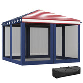 Outsunny 10' x 10' Outdoor Pop-Up Canopy with Sidewalls, Mesh Walls, Instant Setup for Party, Events, Patio, Lawn, American Flag