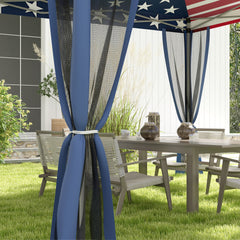 Outsunny 10' x 10' Outdoor Pop-Up Canopy with Sidewalls, Mesh Walls, Instant Setup for Party, Events, Patio, Lawn, American Flag